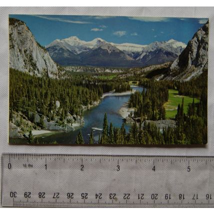 old postcard The Bow Valley & Bow River, Canadian Rockies