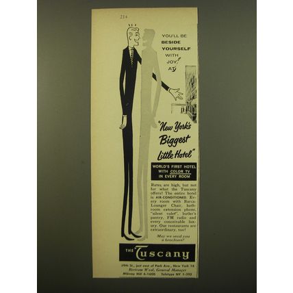 1961 The Tuscany Hotel Advertisement - You'll be beside yourself with joy