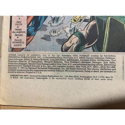 DC COMICS JUSTICE LEAGUE OF AMERICA #127 FEB 1976 (VFN) COMIC (LL)