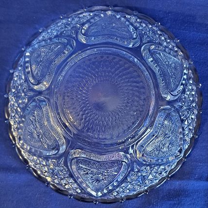 FIRNA Indonesia GLASS BOWL Candy Dish Nut Box Hearts Roses 7"