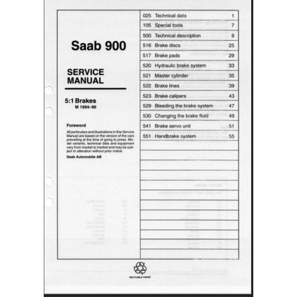 Saab 900 Brakes Workshop Manual 1994 1996 199525706 PDF