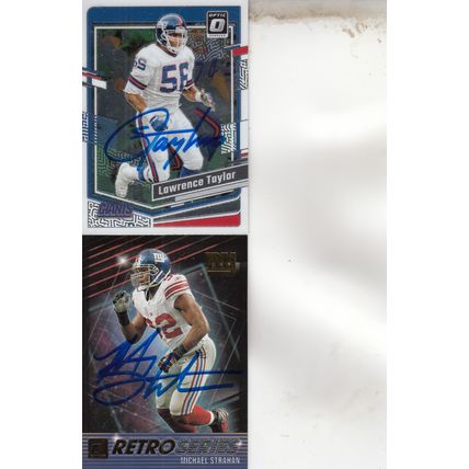 LAWRENCE TAYLOR & MICHAEL STRAHAN AUTO 2023/21 NEW YORK GIANTS HOF SB CHAMPIONS