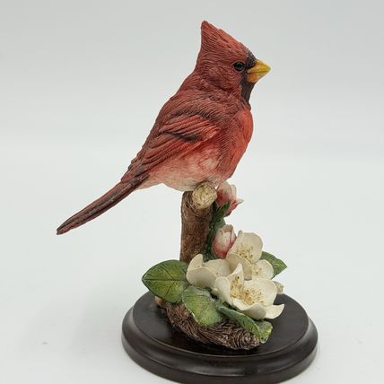 Vintage Country Artists UK Spring Cardinal w Cherry Blossom Figurine 4” Painted