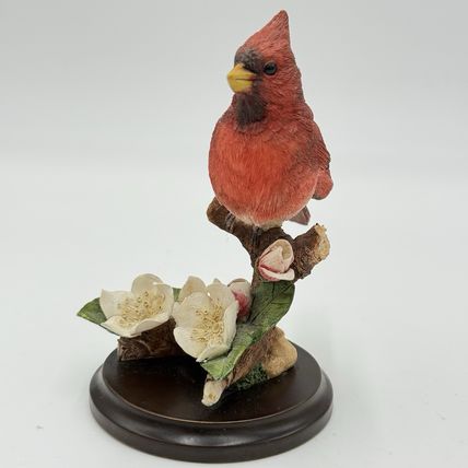 Vintage Country Artists UK Spring Cardinal w Cherry Blossom Figurine 4” Painted