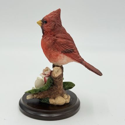 Vintage Country Artists UK Spring Cardinal w Cherry Blossom Figurine 4” Painted
