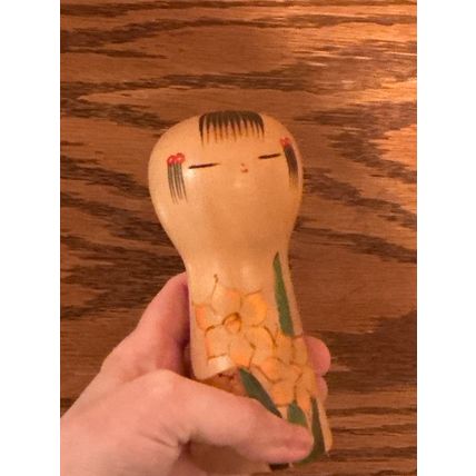 Vintage Hand Painted Unique Wooden Authentic Collectible Doll from Japan