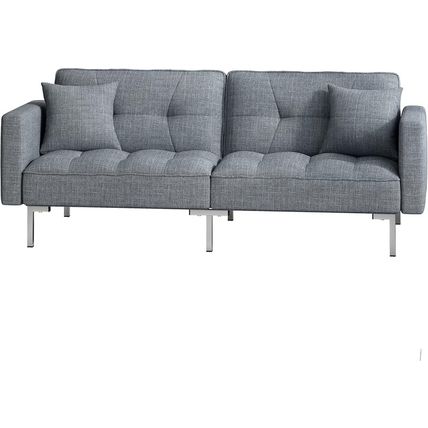 Linen Upholstered Modern Convertible Folding Futon Sofa Bed for Compact Living S