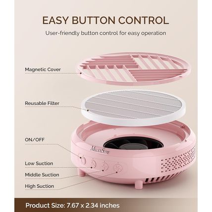 Melodysusie Nail Dust Collector,Compact Vacuum Fan Dust Collector for Beginner w