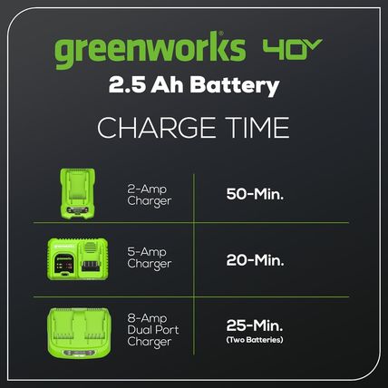 Greenworks 40V 2.5Ah Lithium-Ion Battery (Genuine Greenworks Battery / 75+ Compa