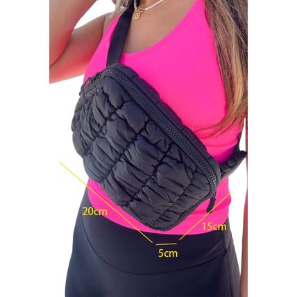 Black Quilted Puffer Belt Bag Fanny Pack