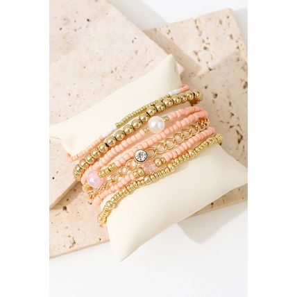 Gold Simple Beaded Multi Layer Bracelet