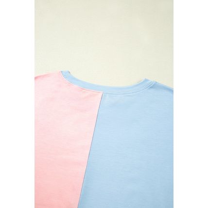 Pink Stars and Stripes Printed Crewneck Independence Day T Shirt