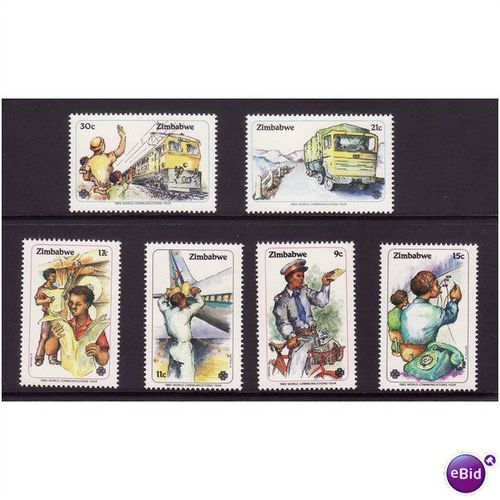 ZIMBABWE 1983 WORLD COMMUNICATIONS SET 6 VALS U/M MINT