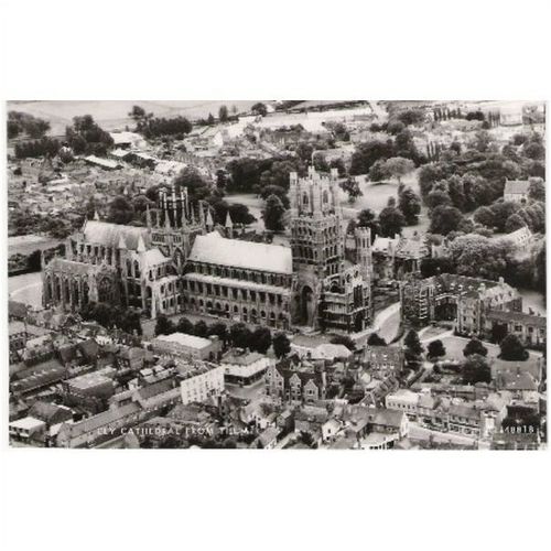 Ely, Cambridgeshire - Ely Cathedral from air - Aerofilms RP postcard