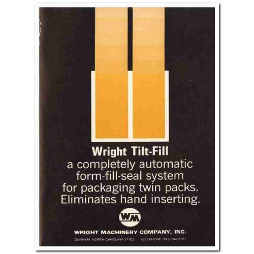 wright machinery company 1968 tilt-fill twin packaging food vintage ad