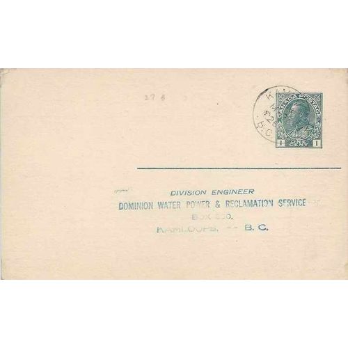 Canada #P27B Postal Card Admiral USED 1926