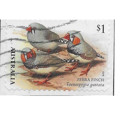 AUS 2018 $1.00 (S/A) 'BIRDS -FINCHES -ZEBRA' ON PAPER FINE USED (EBID25-882)