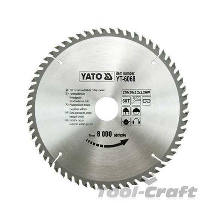 Yato professional TCT circular saw blade 210 mm 60 teeth 30 bore (YT-6068)