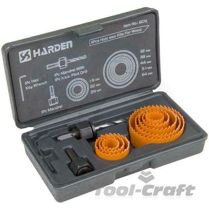HARDEN wood hole saw set 11 Pcs 19-64mm hardness:46-63HRC ( HAR 610546 )