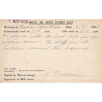 Hendon Paper Works Sunderland Ladders Manchester Foreman Workers Old Postcard