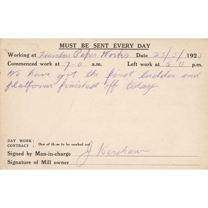 Hendon Paper Works Sunderland Ladder Manchester Foreman Workers Old Postcard