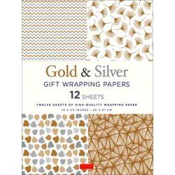 Gold Silver Gift Wrapping Papers - 12 Sheets: 18 X 24 Inch (45 X 61 Cm) Wrapping