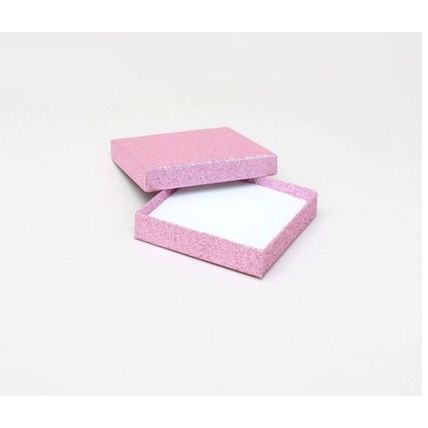 gift boxes Baby pink glitter necklace bracelet box approx 9 cm x 9 cm x 2 cm