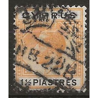 Cyprus 1922 SG91 1 1/2pi Yellow & Black Wmk MSCA Good+ Used . .