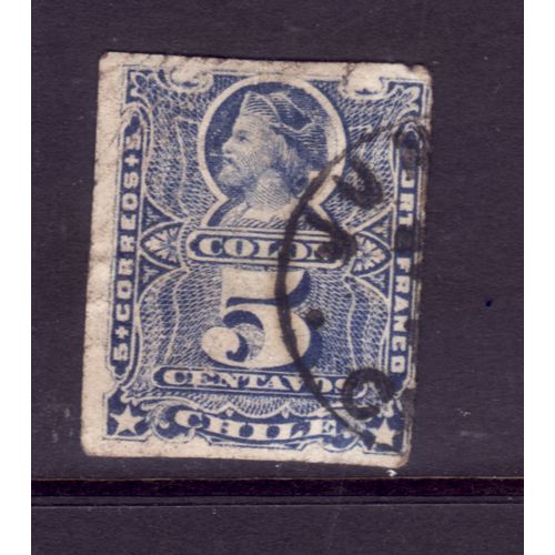 CHILE 1878 SG 59a 5c BLUE FINE USED #4