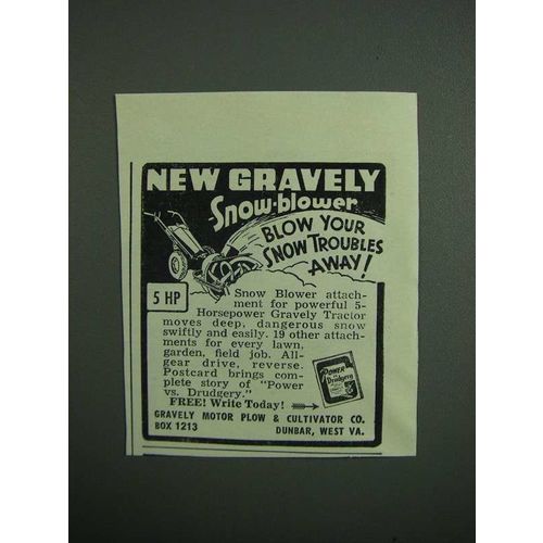 1951 Gravely Snow-Blower Ad - Blow Your Troubles Away