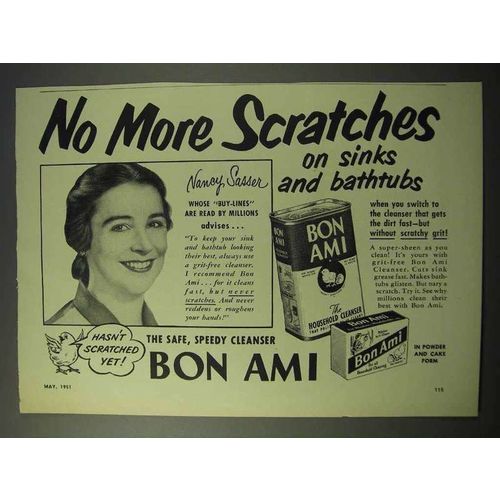 1951 Bon Ami Cleanser Ad - No More Scratches!