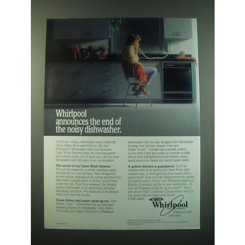 1988 Whirlpool Dishwasher Ad - the end of the noisy dishwasher