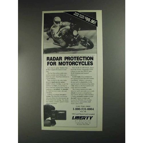 1991 Whistler Liberty Motorcycle Radar Detector Ad