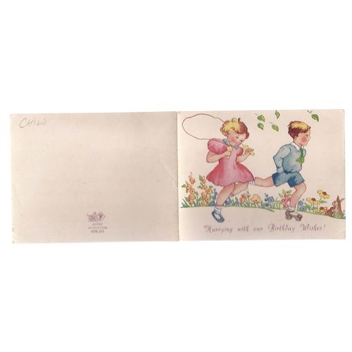 HAPPY BIRTHDAY unused greetings paper card 1940/50s? 115 x 90 mm closed #