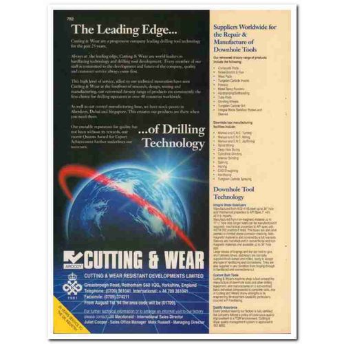 Cutting Wear Resistant Developments 1993 Vintage Catalog Oil Drilling