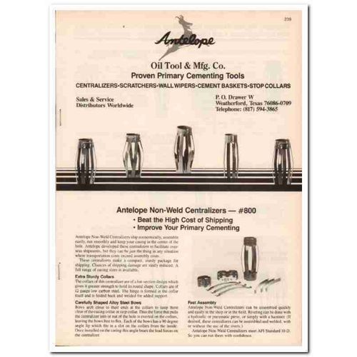 Antelope Oil Tool Mfg Company 1983 Vintage Catalog Cementing Equipment