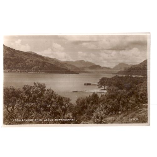 LOCH LOMOND FROM ABOVE ROWARDENNAN. SCOTLAND unused vintage postcard RP =