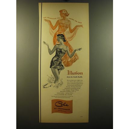 1950 Cole Margit Fellegi Hawaiian Holiday Swimsuit Ad - art by Ron Wicks