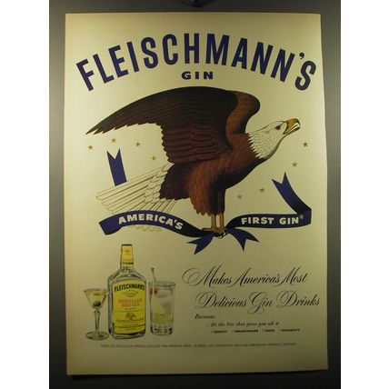 1950 Fleischmann's Gin Advertisement - Makes America's most delicious Gin Drinks
