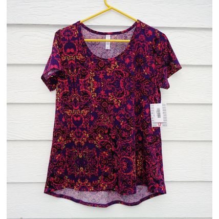 Lularoe Classic T Top Purple Pattern Small 36 Chest NWT 010