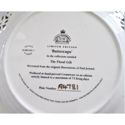Royal Creamware The Floral Gift Buttercups Hand Pierced Fine China Plate