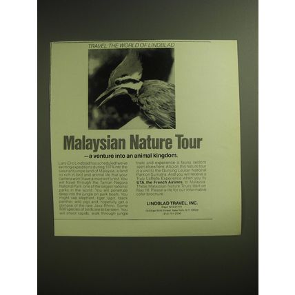 1974 Lindblad Travel, Inc. Ad - Malaysian Nature Tour