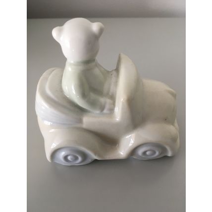 TEDDY BEAR IN CAR - CERAMIC ORNAMENT