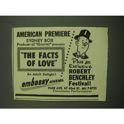 1949 The Facts of Love Movie Ad - American Premiere Sydney Box producer