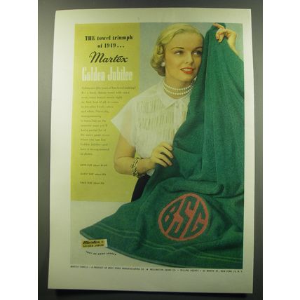 1949 Martex Golden Jubilee Towel Ad - The towel triumph of 1949