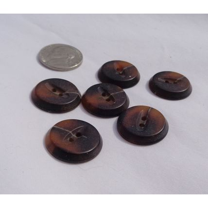 YY6 6 Tortoise Brown Buttons 20mm Fish Eye Disc 2 Hole Sewing Crafting