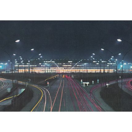 Paris Orly Airport At Night 1960s Postcard