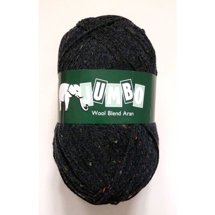 VINTAGE JUMBO WOOL BLEND ARAN KNITTING WOOL / YARN - BLACK WITH FLECK