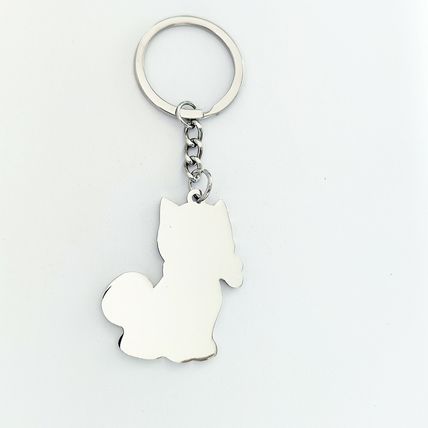 Dog & Bone Keyring Key Ring Yellow Gift Keychain Bag Charm Metal Enamel A42