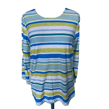 Adini 100% cotton slub jersey T Shirt 3/4 sleeves stripes size XS